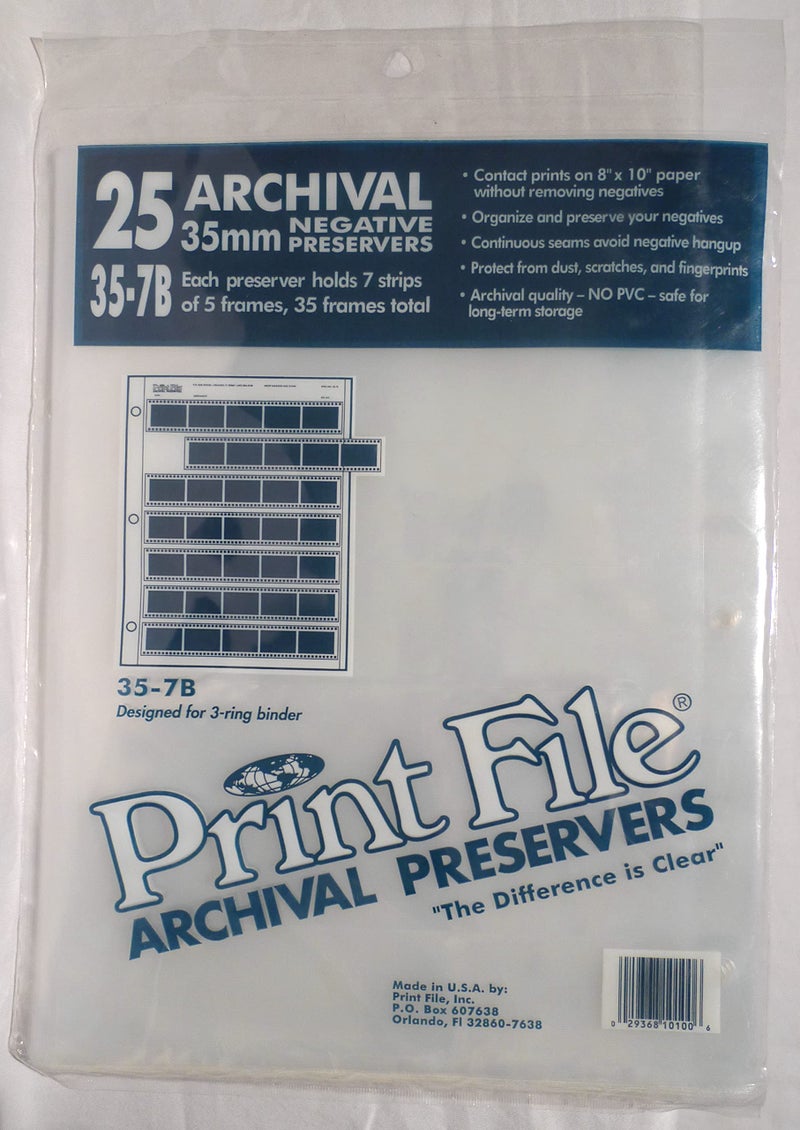Print File Printfile 357B25 35mm Film Negative Storage Sheets 7 Strip - 2 Packs of 25 - Image 1